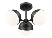 Realm Sphere 3 Light 17.25" Semi Flush Mount in Matte Black