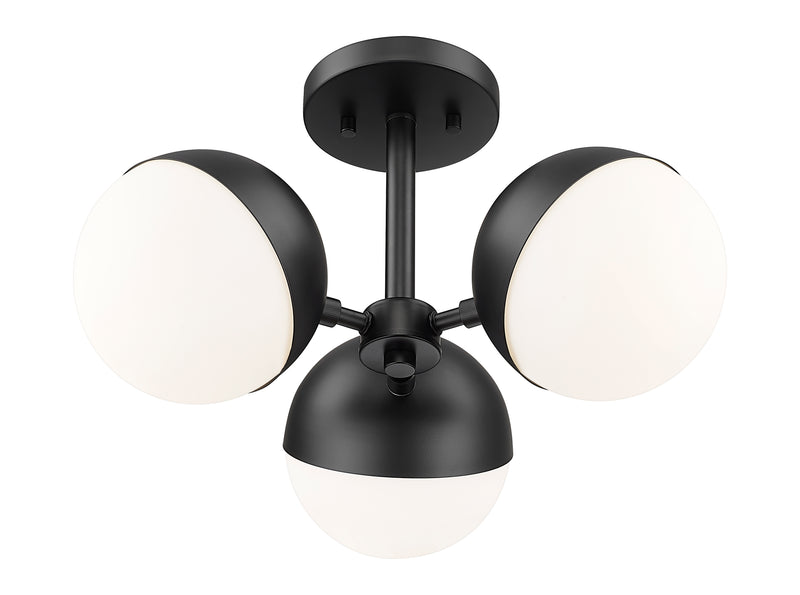 Realm Sphere 3 Light 17.25" Semi Flush Mount in Matte Black