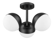 Realm Sphere 3 Light 17.25" Semi Flush Mount in Matte Black