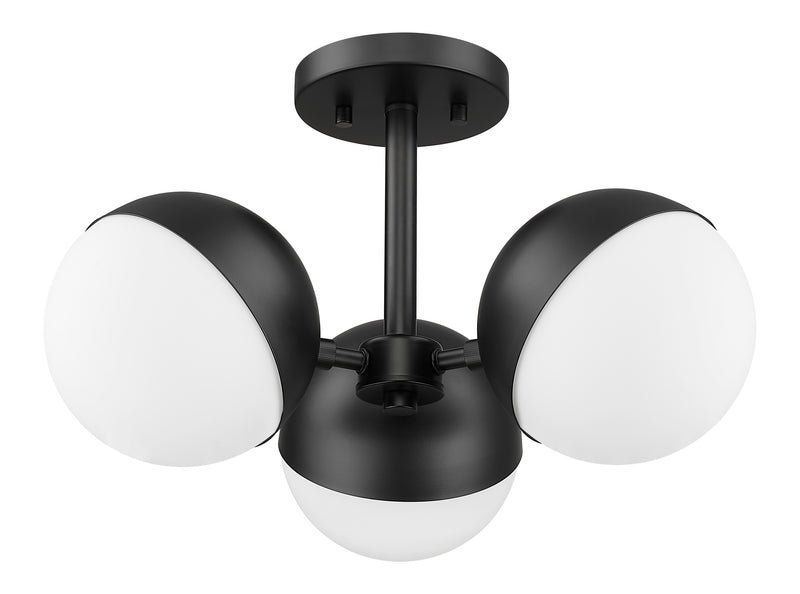 Realm Sphere 3 Light 17.25" Semi Flush Mount in Matte Black