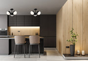 Realm Sphere 3 Light 17.25" Semi Flush Mount in Matte Black in a room setting