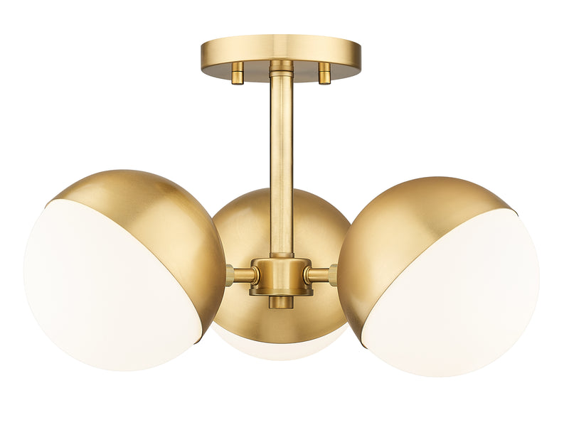 Realm Sphere 3 Light 17.25" Semi Flush Mount in Modern Gold