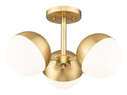 Realm Sphere 3 Light 17.25" Semi Flush Mount in Modern Gold