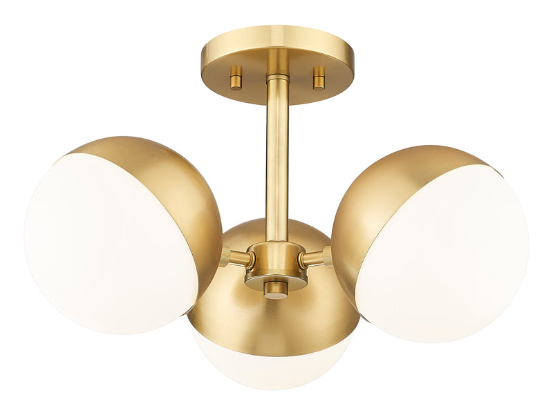 Realm Sphere 3 Light 17.25" Semi Flush Mount in Modern Gold