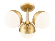 Realm Sphere 3 Light 17.25" Semi Flush Mount in Modern Gold
