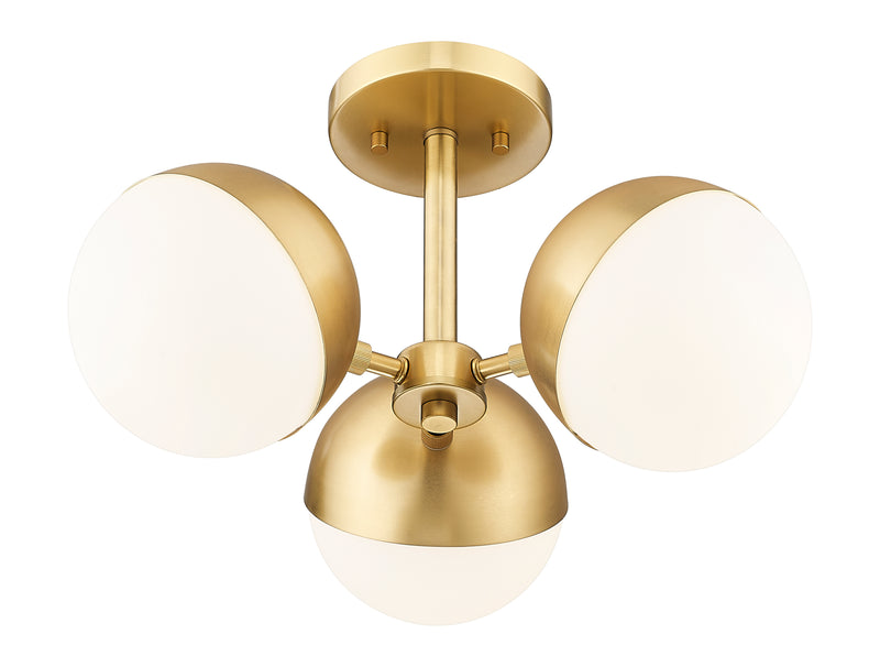 Realm Sphere 3 Light 17.25" Semi Flush Mount in Modern Gold