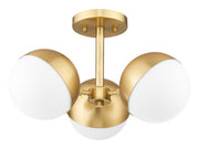 Realm Sphere 3 Light 17.25" Semi Flush Mount in Modern Gold
