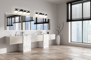 Realm Sphere 4 Light 32.25" Vanity in Matte Black in a room setting