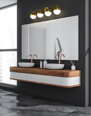Realm Sphere 4 Light 32.25" Vanity in Modern Gold in a room setting