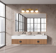 Realm Sphere 4 Light 32.25" Vanity in Modern Gold in a room setting