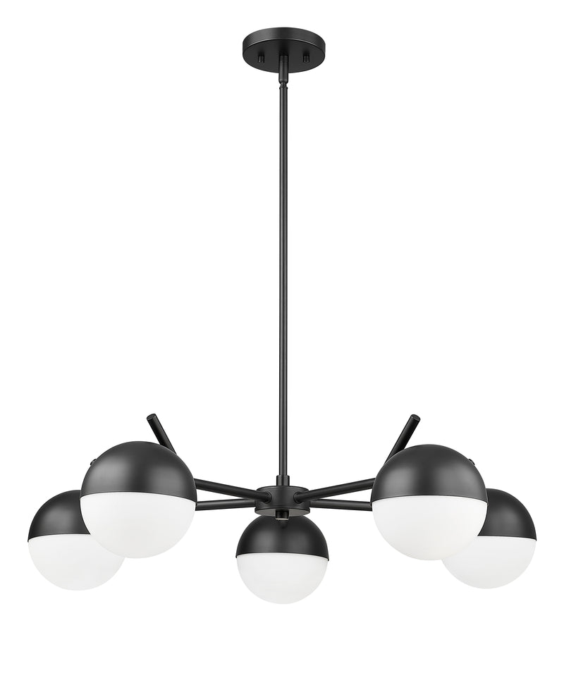 Realm Sphere 5 Light 32" Chandelier in Matte Black