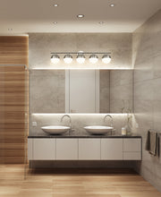 Realm Sphere 5 Light 40" Vanity in Brushed Nickel in a room setting