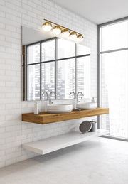 Realm Sphere 5 Light 40" Vanity in Modern Gold in a room setting