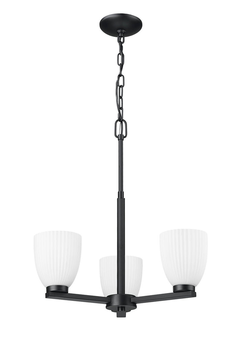 Naya 3 Light 19.25" Chandelier in Matte Black