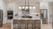 Naya 5 Light 44.5" Linear Pendant in Matte Black in a room setting