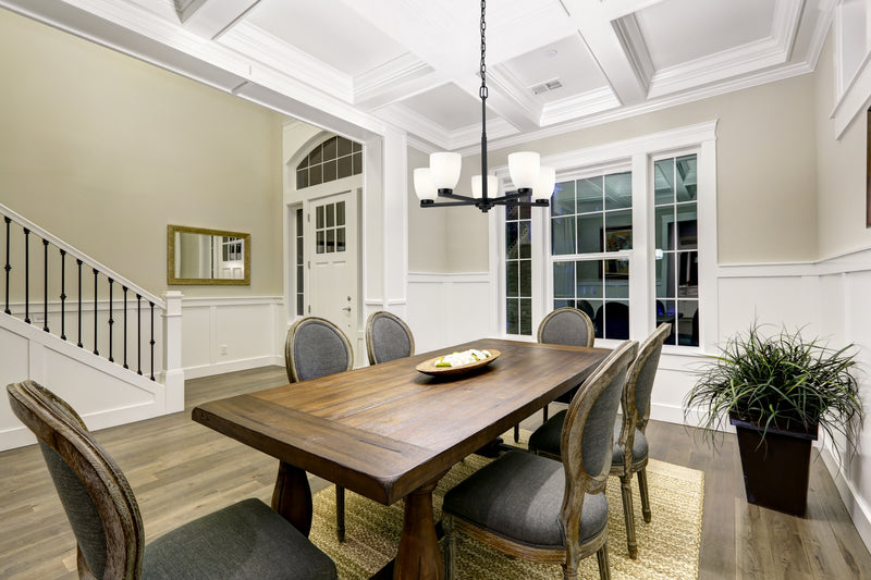 Naya 5 Light 25.25" Chandelier in Matte Black in a room setting