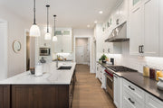Naya 1 Light 8" Pendant in Matte Black in a room setting