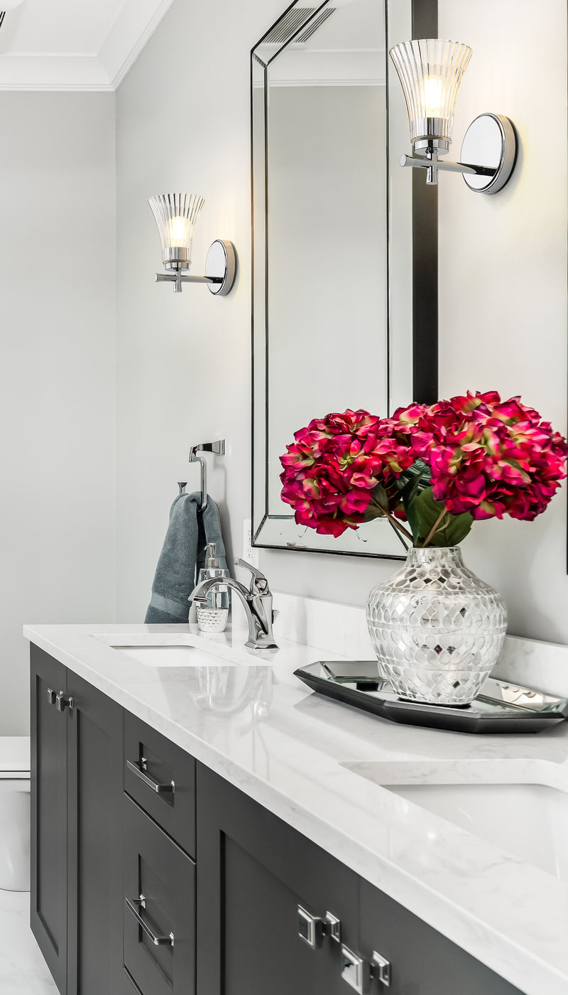 Belle 1 Light 5.25" Wall Sconce in Chrome in a room setting