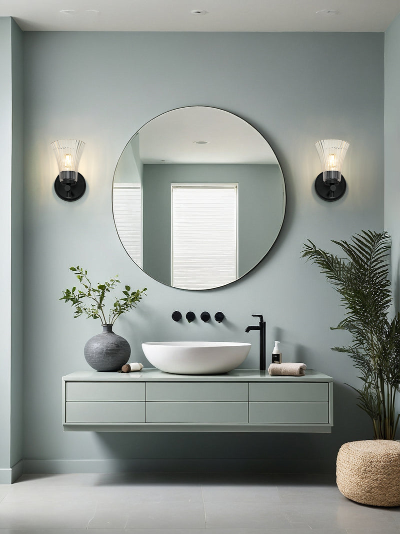 Belle 1 Light 5.25" Wall Sconce in Matte Black in a room setting