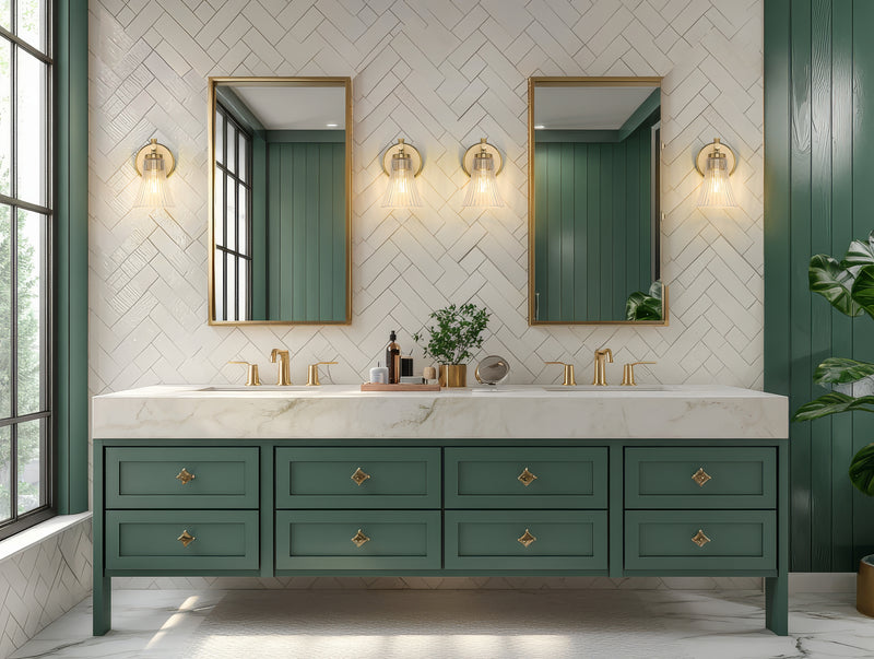Belle 1 Light 5.25" Wall Sconce in Modern Gold in a room setting
