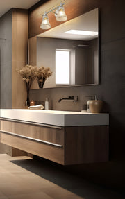 Belle 2 Light 16" Vanity in Brushed Nickel in a room setting