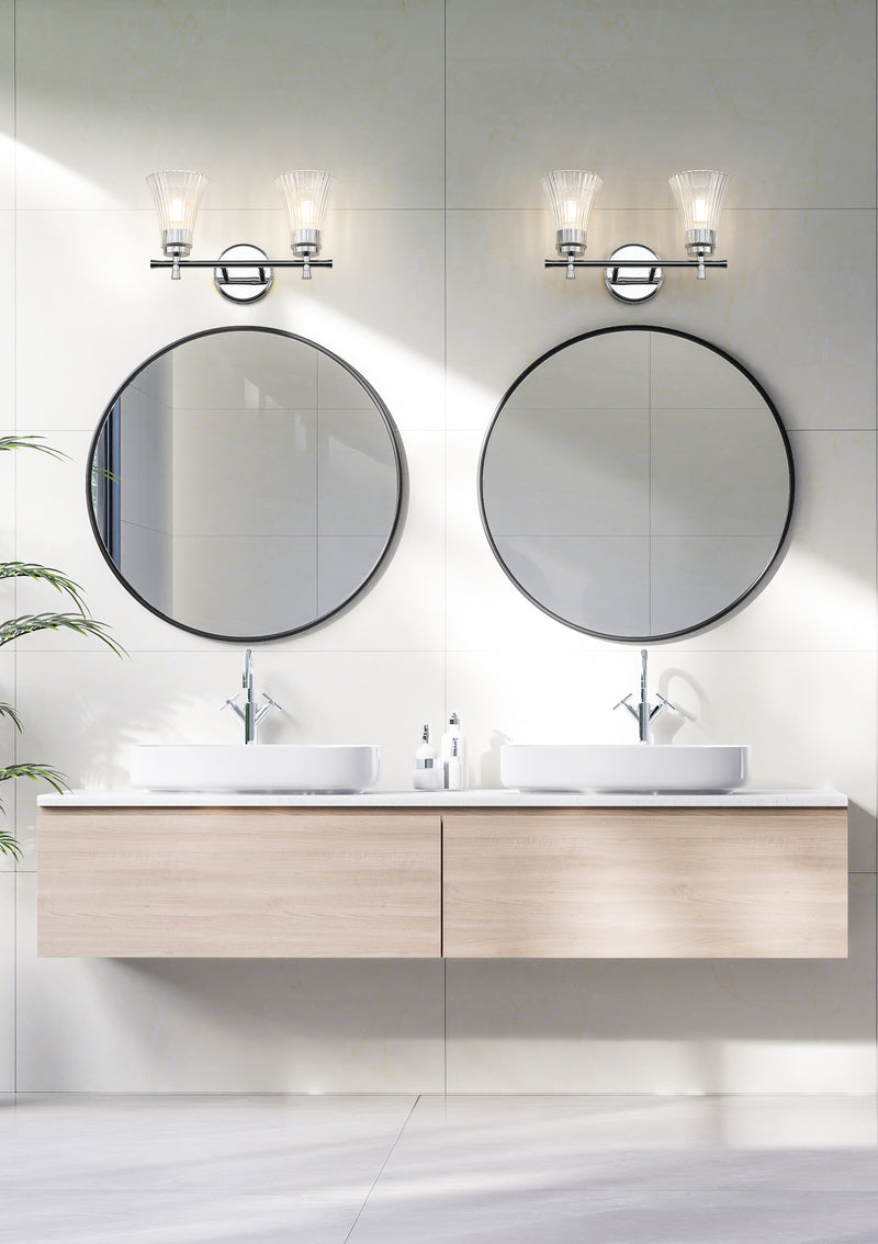 Belle 2 Light 16" Vanity in Chrome in a room setting