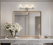 Belle 3 Light 24" Vanity in Brushed Nickel in a room setting