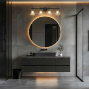 Belle 4 Light 32" Vanity in Matte Black in a room setting