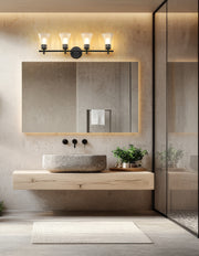 Belle 4 Light 32" Vanity in Matte Black in a room setting