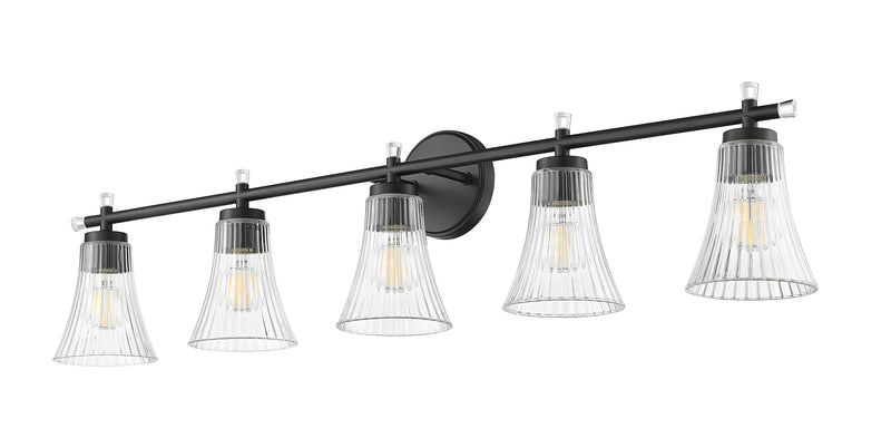 Belle 5 Light 42" Vanity in Matte Black