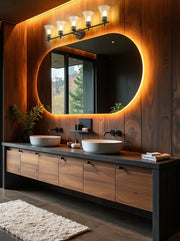 Belle 5 Light 42" Vanity in Matte Black in a room setting
