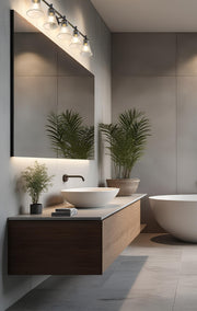 Belle 5 Light 42" Vanity in Matte Black in a room setting