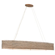 Flow 6-Light Linear Pendant in Hammered Ore with Tan Silk Slug Shade, Acrylic Diffuser - Lamps Expo