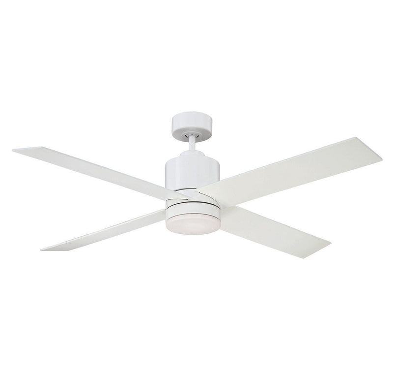 Contemporary 52" LED Ceiling Fan with Frosted Glass in White