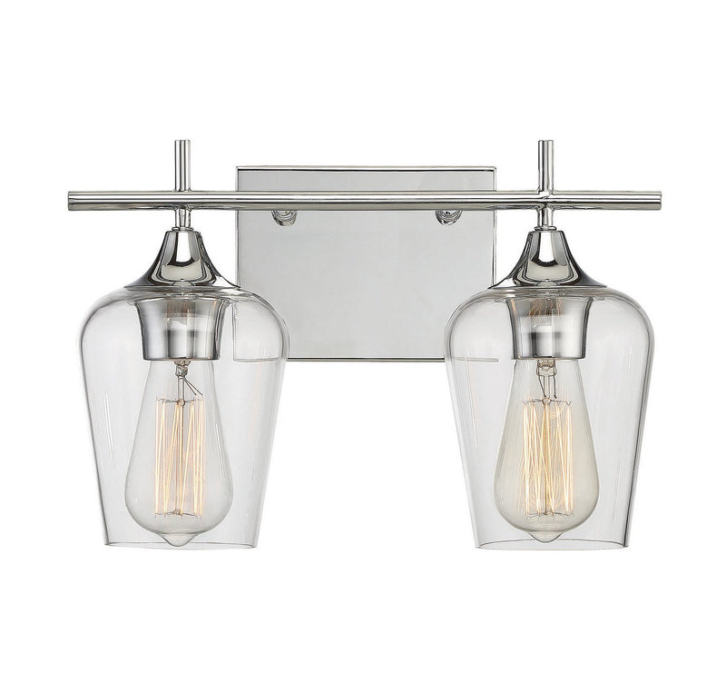 Octave 2-Light Clear Glass Bath Vanity Light in Polished Chrome