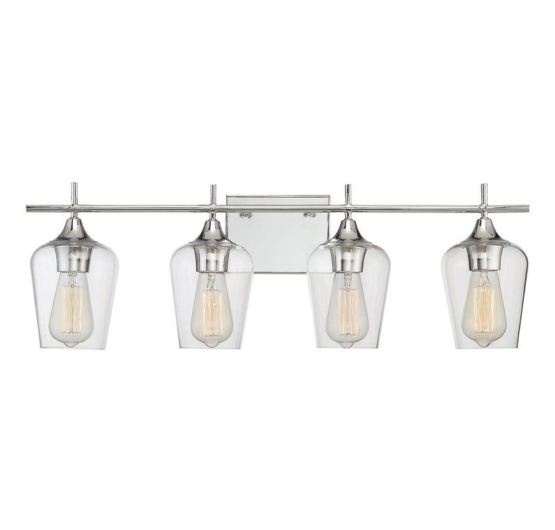 Octave 4-Light Clear Glass Bath Vanity Light in Polished Chrome