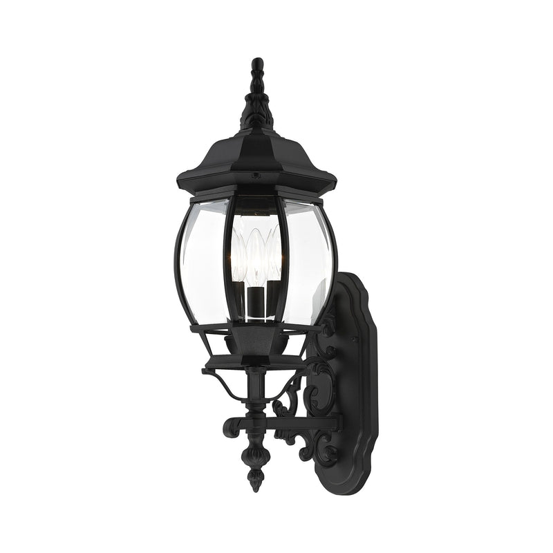 Frontenac 3-Light 22" Outdoor Wall Lantern in Textured Black