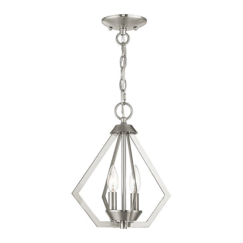 Prism 2 Light Convertible Mini Chandelier/Ceiling Mount in Brushed Nickel