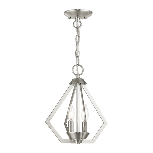 Prism 2 Light Convertible Mini Chandelier/Ceiling Mount in Brushed Nickel