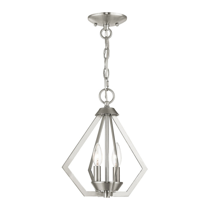 Prism 2 Light Convertible Mini Chandelier/Ceiling Mount in Brushed Nickel