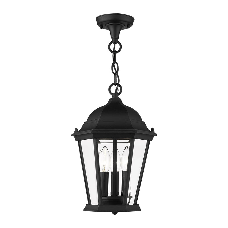 Hamilton 3-Light Medium Outdoor Pendant Lantern in Textured Black