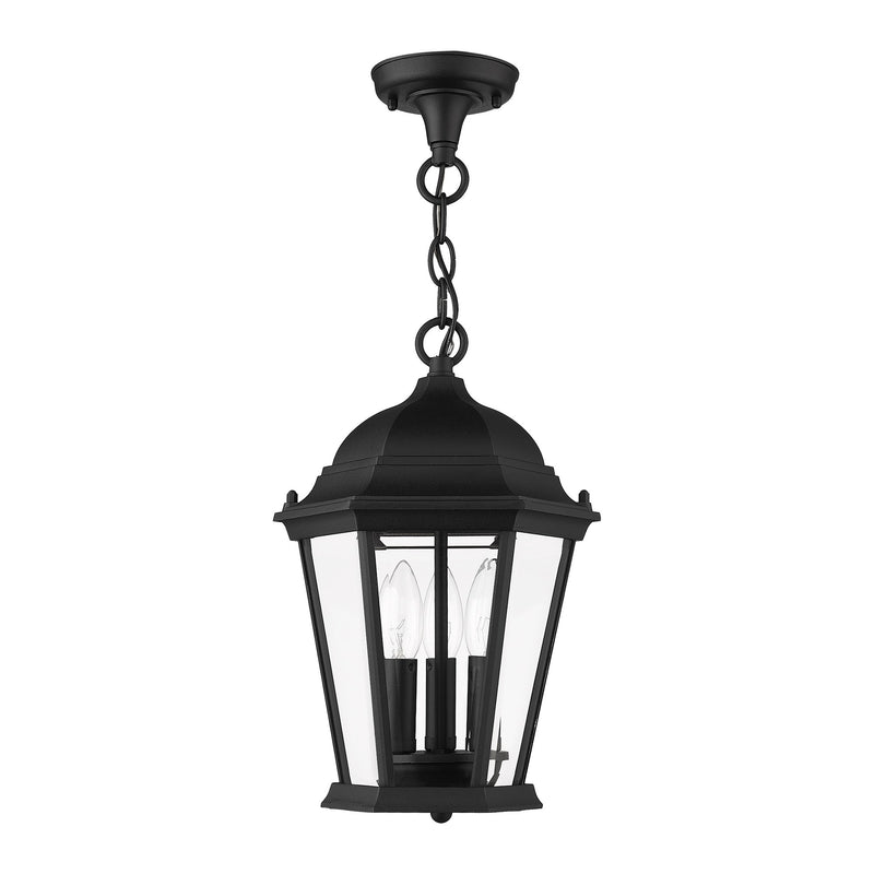 Hamilton 3-Light Medium Outdoor Pendant Lantern in Textured Black