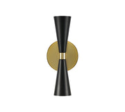 Milo 2-Light LED Wall Sconce in Black and Vintage Brass