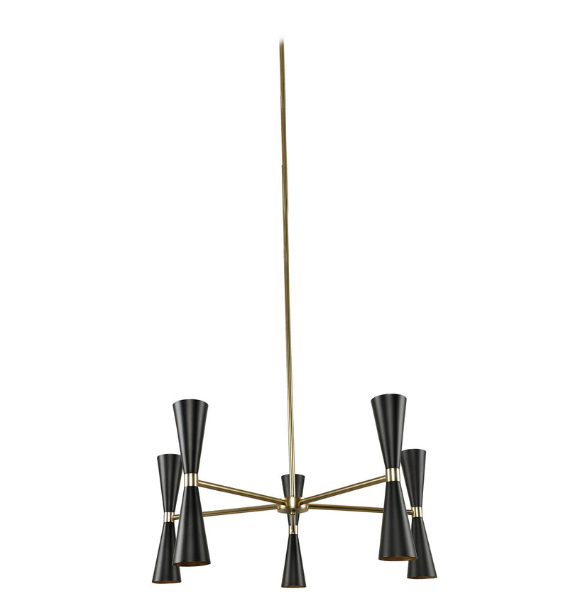 Milo 10-Light LED Chandelier in Black and Vintage Brass
