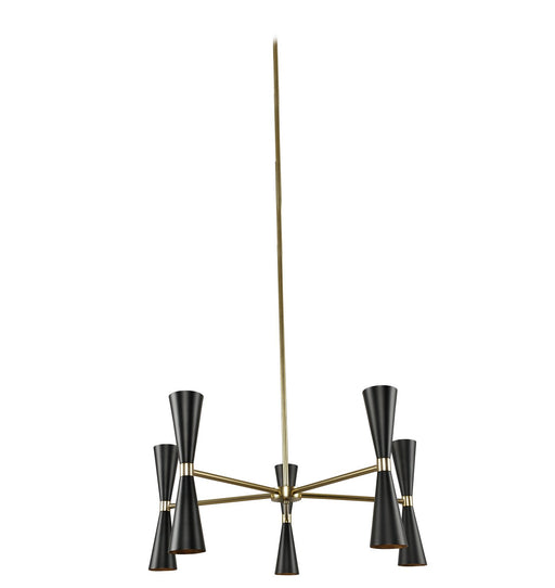 Milo 10-Light LED Chandelier in Black and Vintage Brass