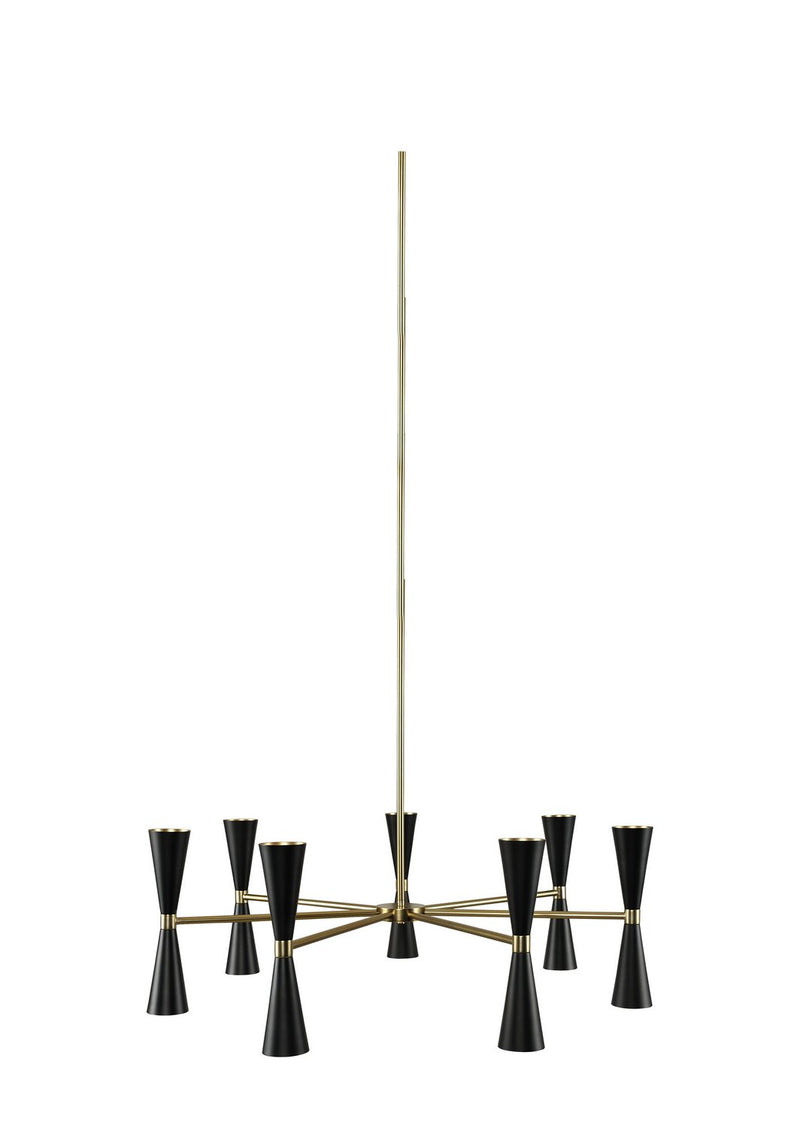 Milo 14-Light LED Chandelier in Black and Vintage Brass
