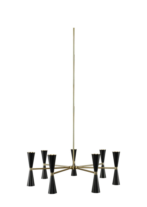 Milo 14-Light LED Chandelier in Black and Vintage Brass