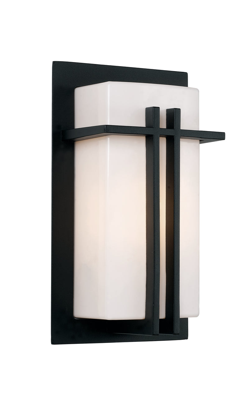 Doheny 1-Light Pocket Lantern in Black with Opal Glass Acrylic Glass