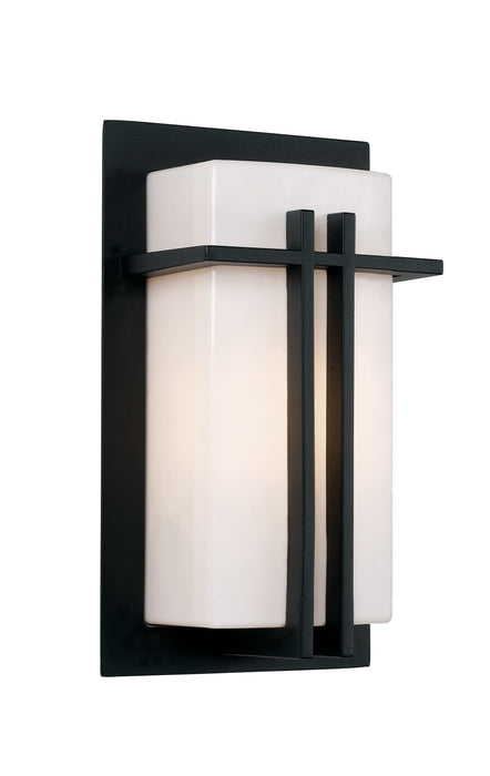 Doheny 1-Light Pocket Lantern in Black with Opal Glass Acrylic Glass