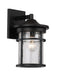 Avalon 1-Light Wall Lantern in Black with Crackled Glass